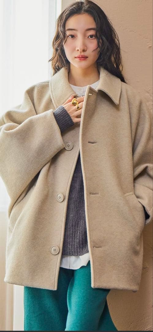 ラスト一品！niko and … ライトモッサドルマンジャケットコート ベージュ