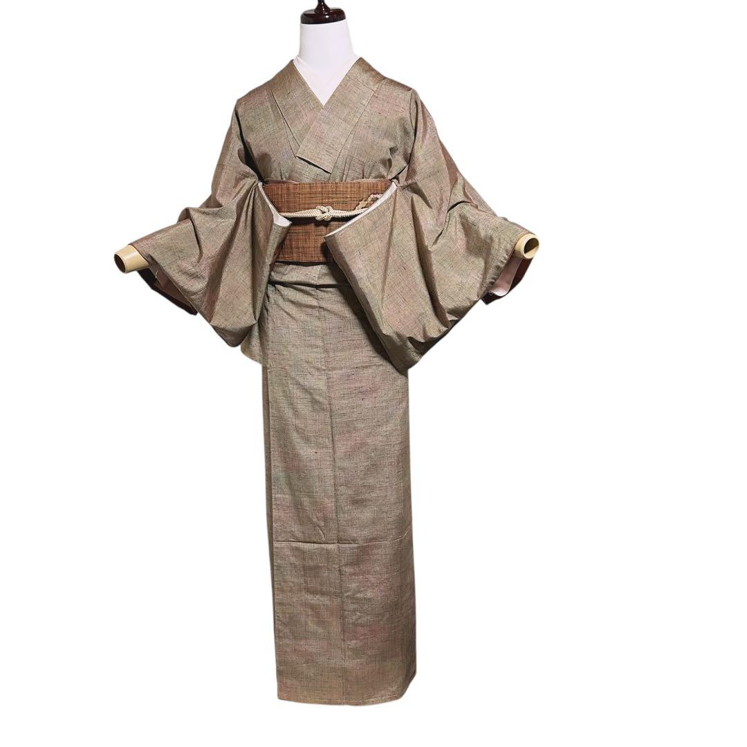 新品　美品　正絹　山細系　民芸調　ぜんまい系風合い　多色節糸紬　フルセット