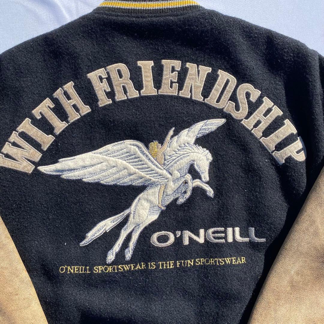 90's O'NEILL スタジャン ブラック サーフ　横乗り