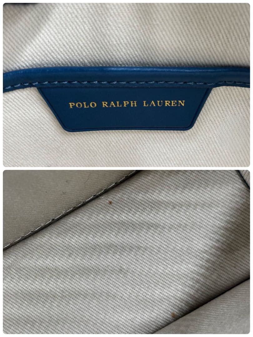 【美品】ポロラルフローレン　ショルダーバッグ　レザー　ブルー　斜め掛け　金具