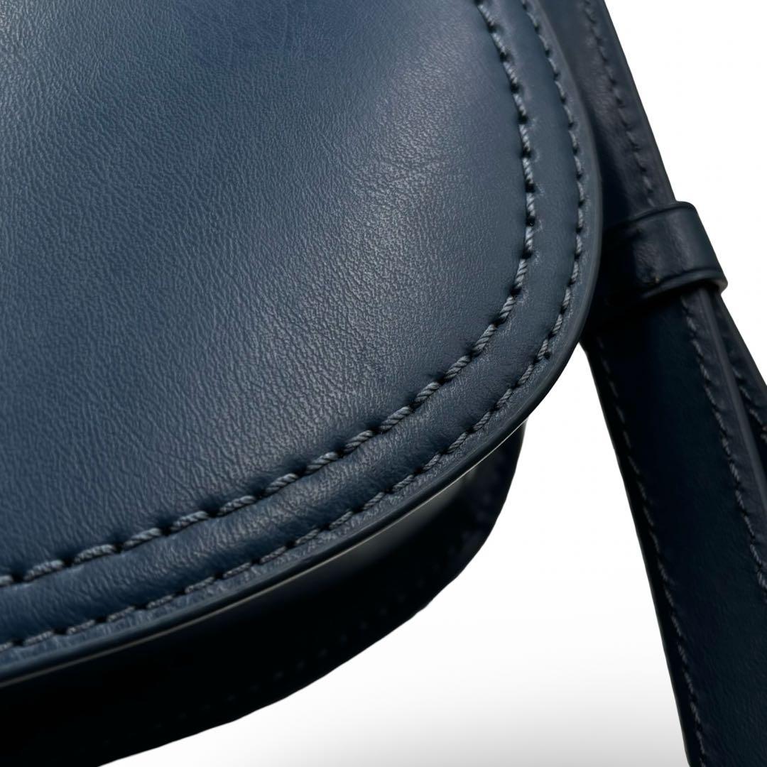 【美品】ポロラルフローレン　ショルダーバッグ　レザー　ブルー　斜め掛け　金具