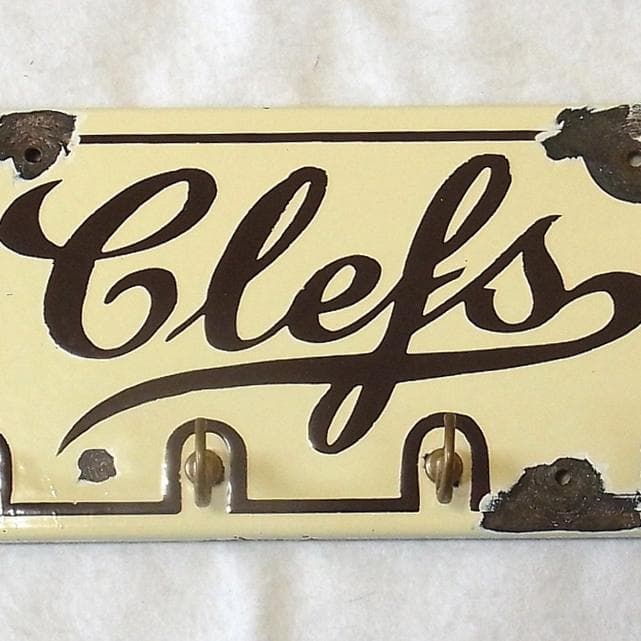 フランス製 ホーロー「Clefs」キーラック アンティーク 壁掛けキーフック