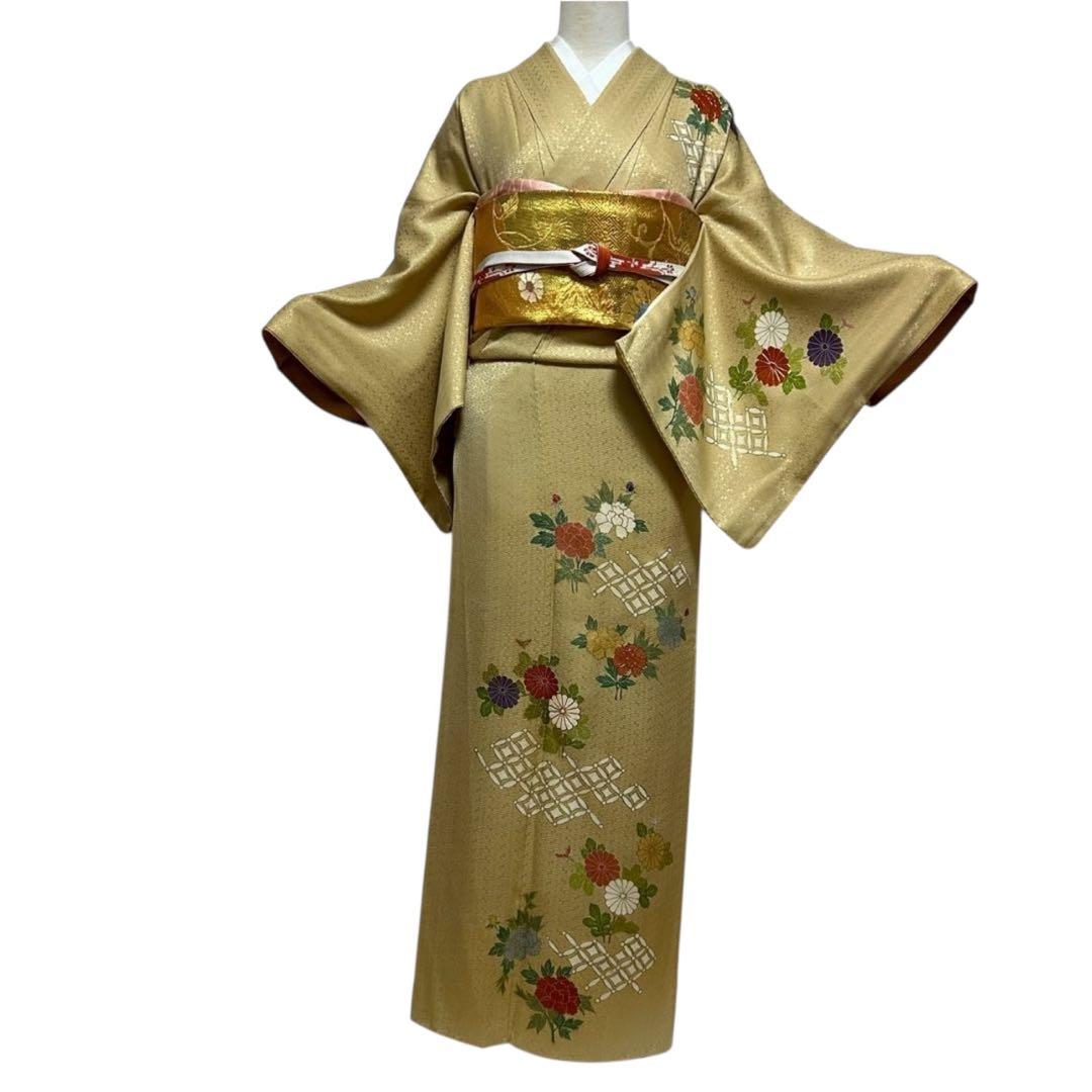 ゆ*S様 未使用近い　美品　袷　正絹　友禅　訪問着　フルセット　身丈158 裄丈