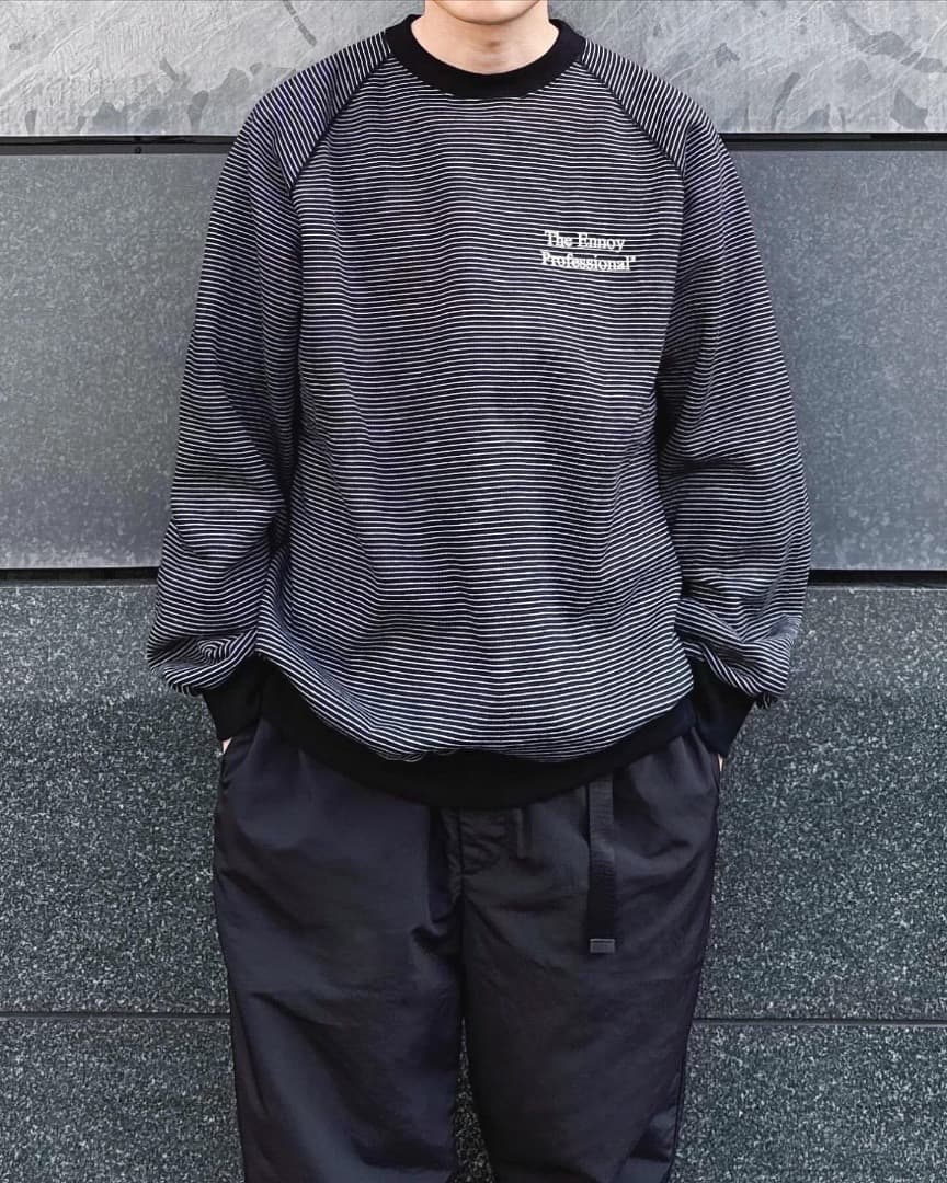 ENNOY Border Crew Neck Sweat 黒 S