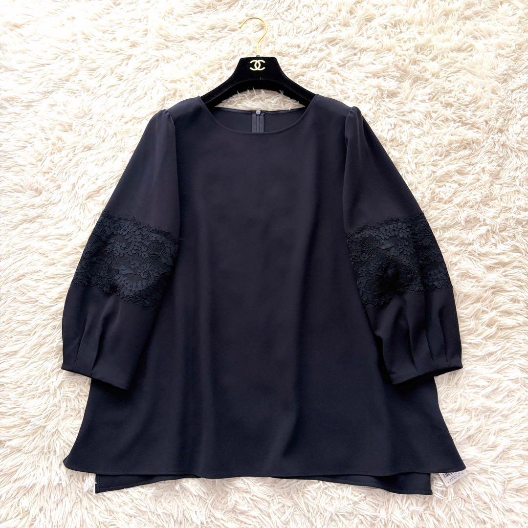 【新品タグ付】23区 大きいサイズ 48トリアセダブルジョーゼット ブラウス 紺