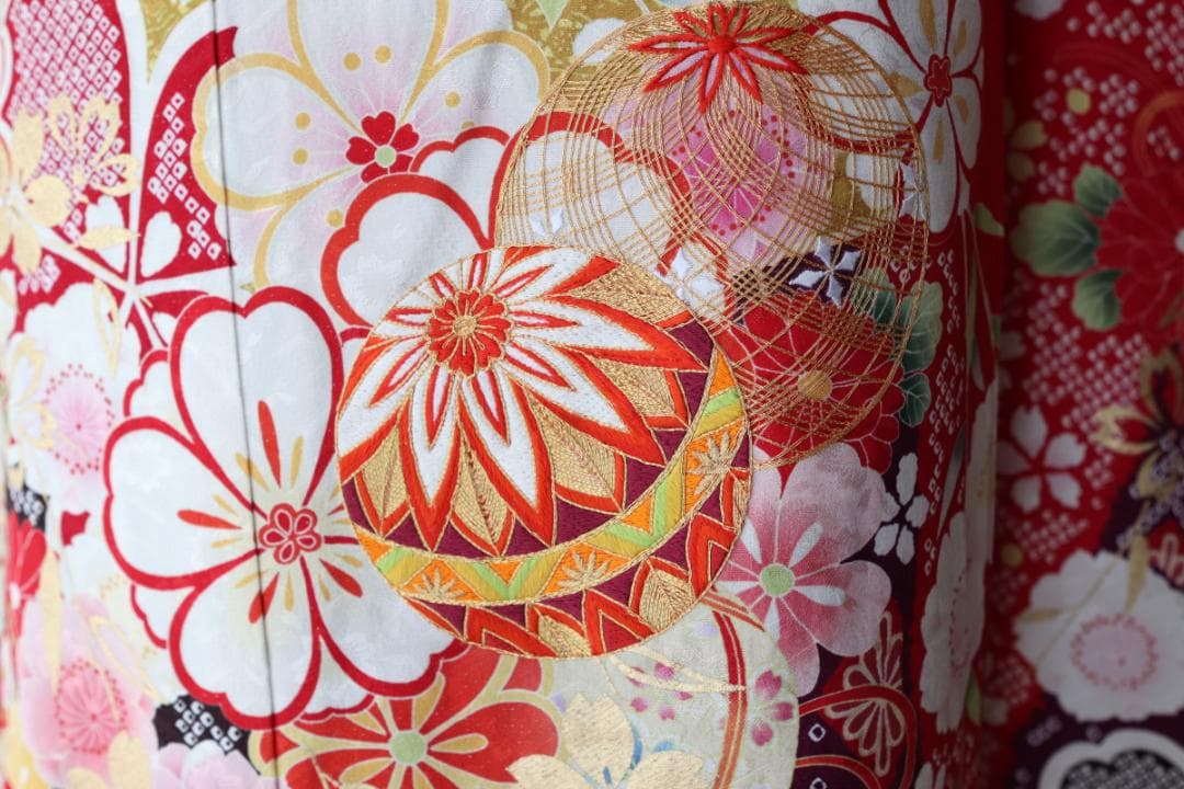 振袖フルセット 成人式 振袖セット 赤 金彩 古典柄