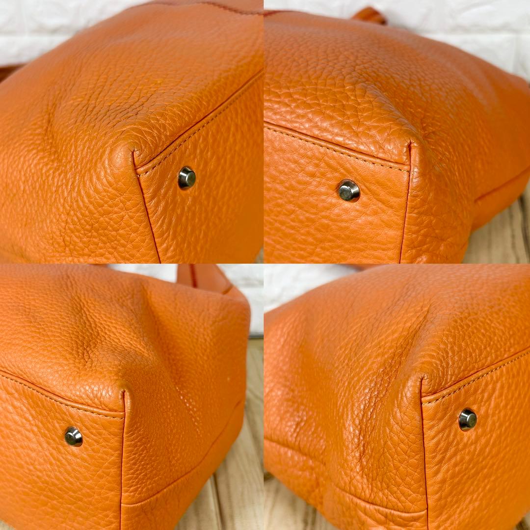 【げんだが】濱野皮革工藝 ハマノ トートバッグ リゼ シボ革 オレンジ