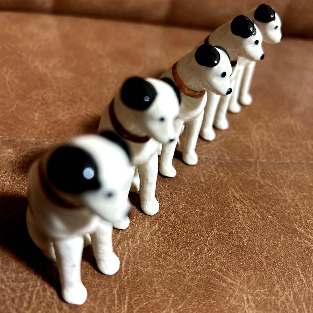 【希少レトロ】★昭和レトロ　ビクター　　ニッパー 犬5匹　ミニ陶器　置物