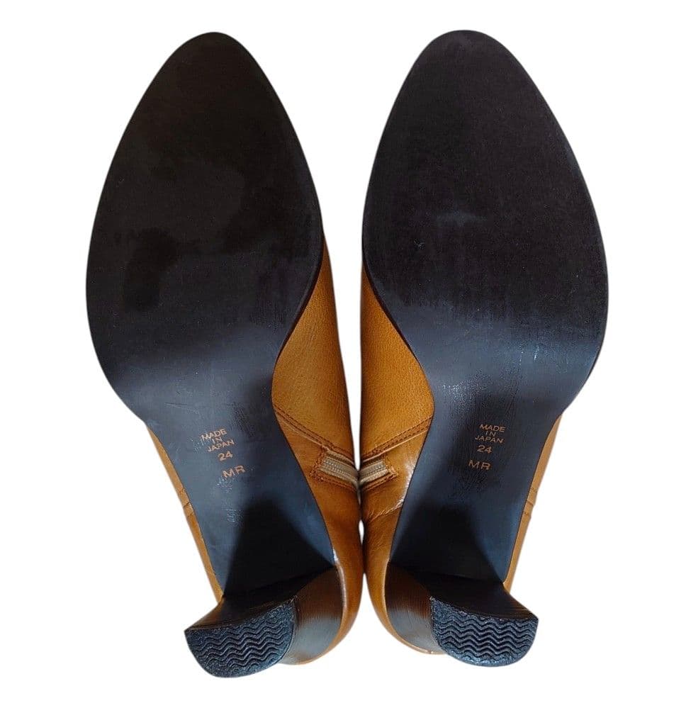 日本製　DIANA ロングブーツ 24㌢　本革　サイドジップ　キャメル