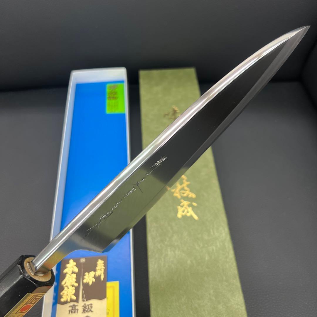 ★新品送料込★堺打刃物青鋼出刃包丁180mm水牛八角柄マチ磨き裏押し右片刃化粧箱