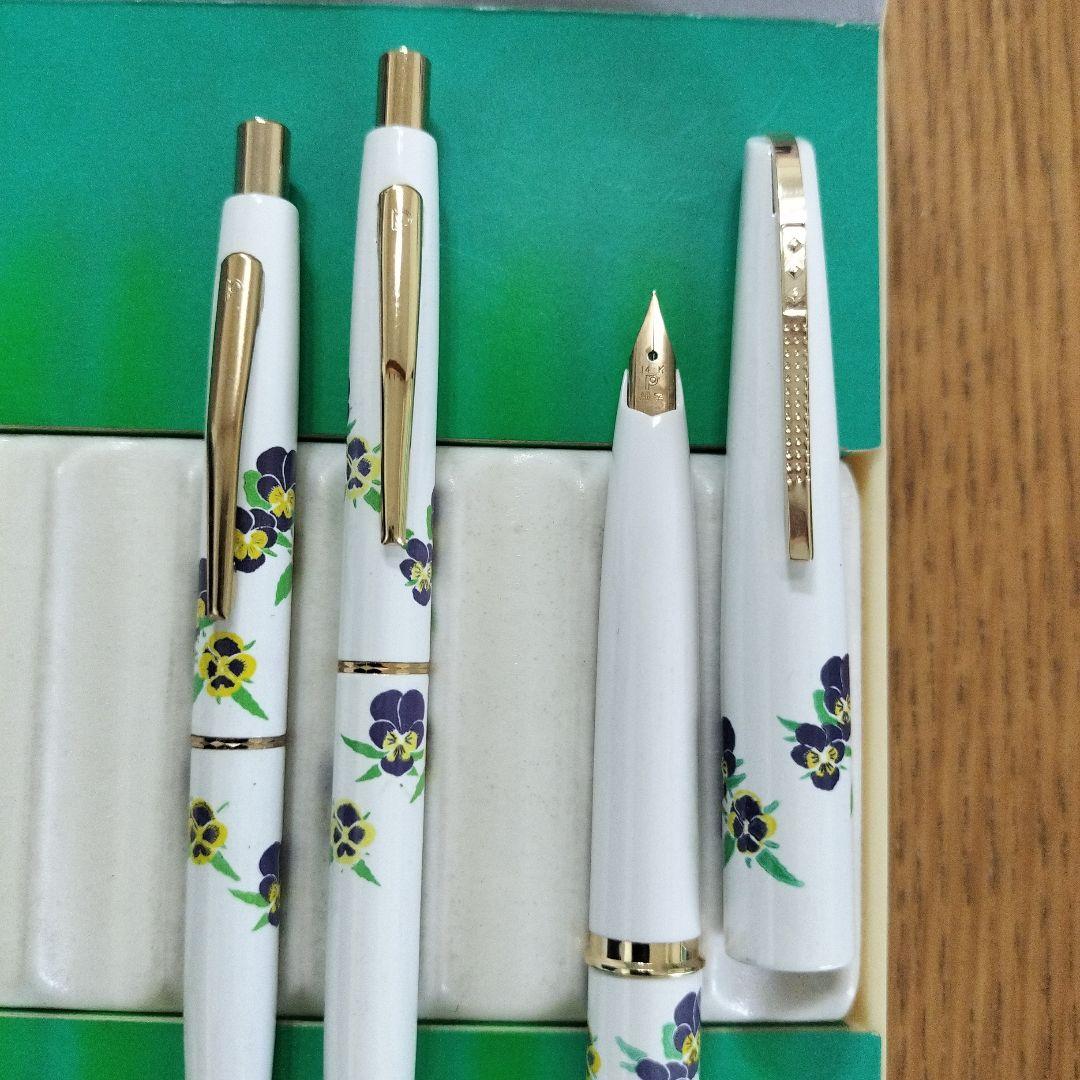 【未使用品】昭和プラチナ万年筆ペン先14金、シャープペンシル、ボールペンセット