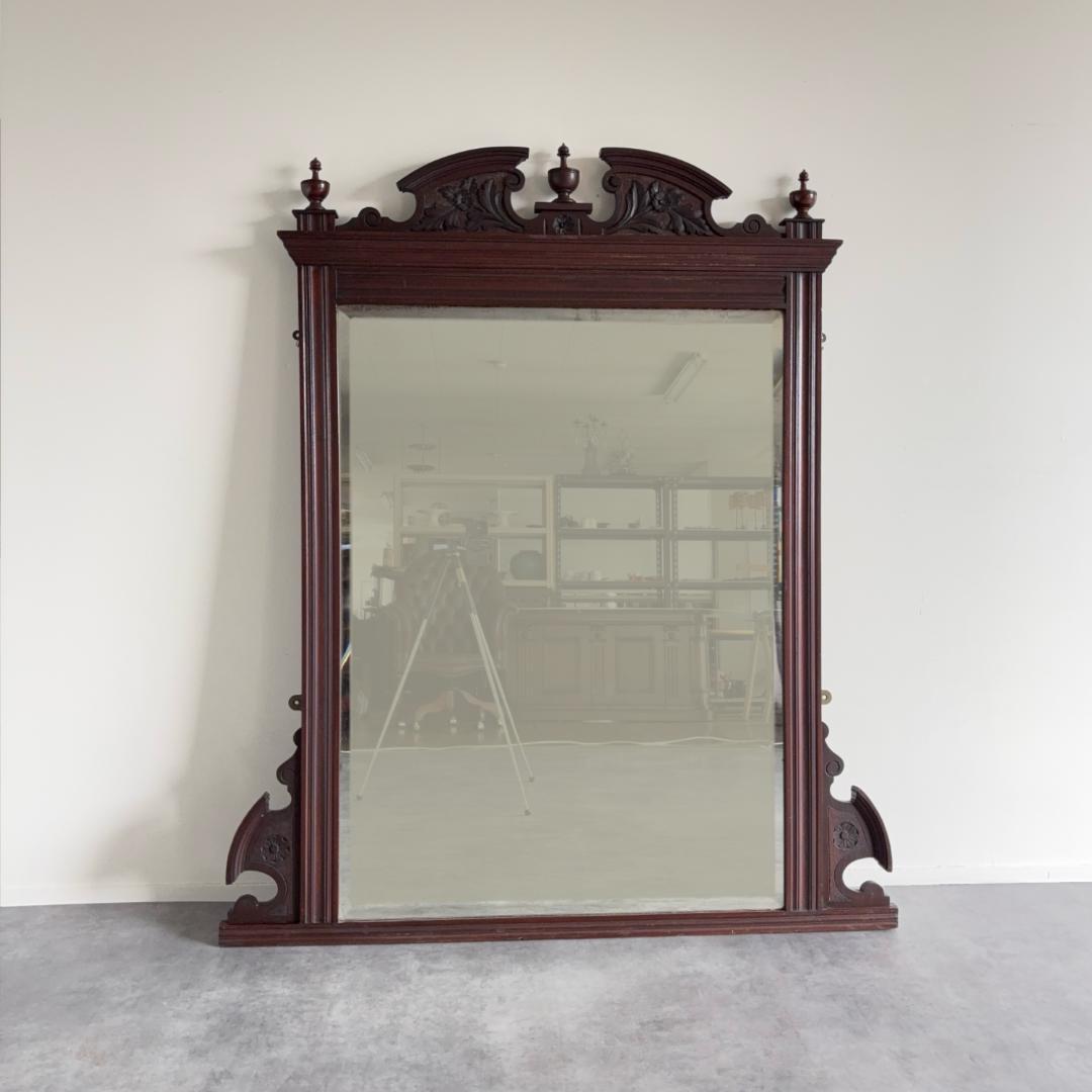 大きめ 英国ア ンティーク ミラー ペディメント装飾×ヴィクトリアン