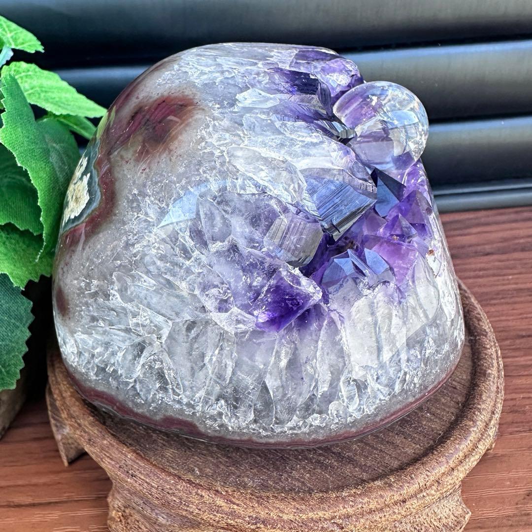 濃紫の煌めき☆瑪瑙☆&アメジストミニドーム&アイリスクォーツ浄化セットA1092