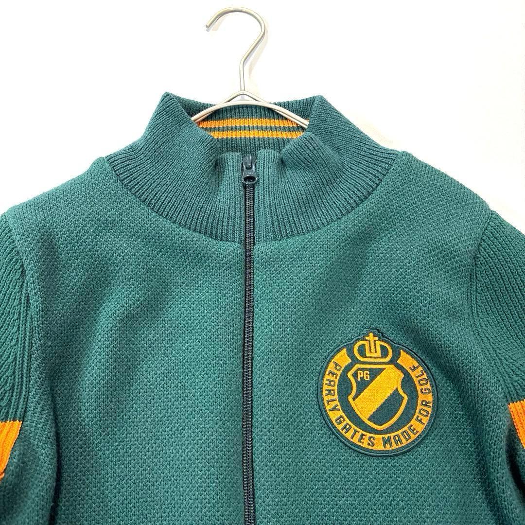 パーリーゲイツ　0/S ドライバーズニット　ブルゾン　グリーン　ダブルジップ