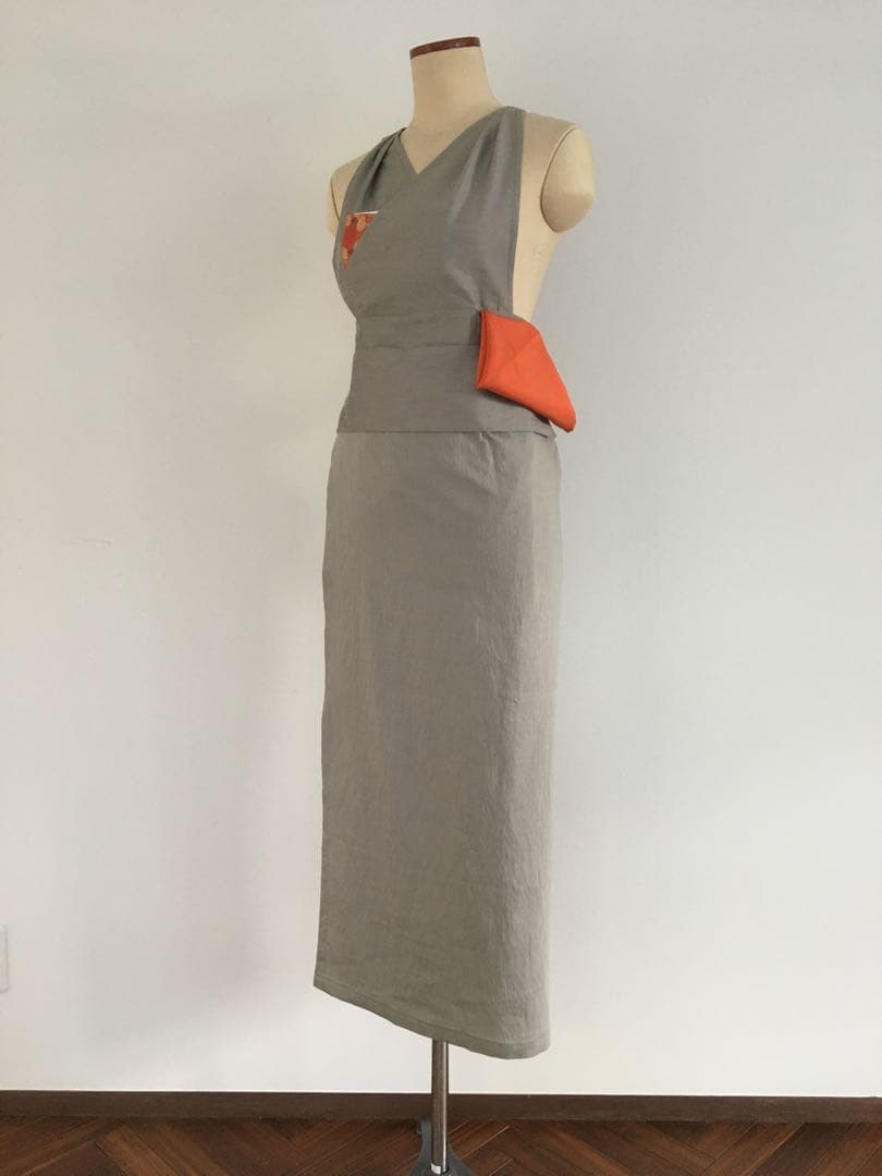 【専用】茶道稽古着　二部式　リネン混合　ライトグレー