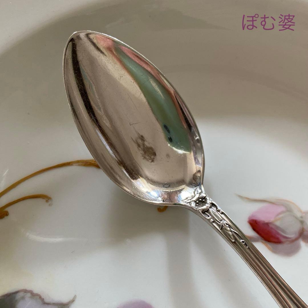 【米国／Alvin】純銀 スターリングシルバー／ティースプーン ２本「朝顔」