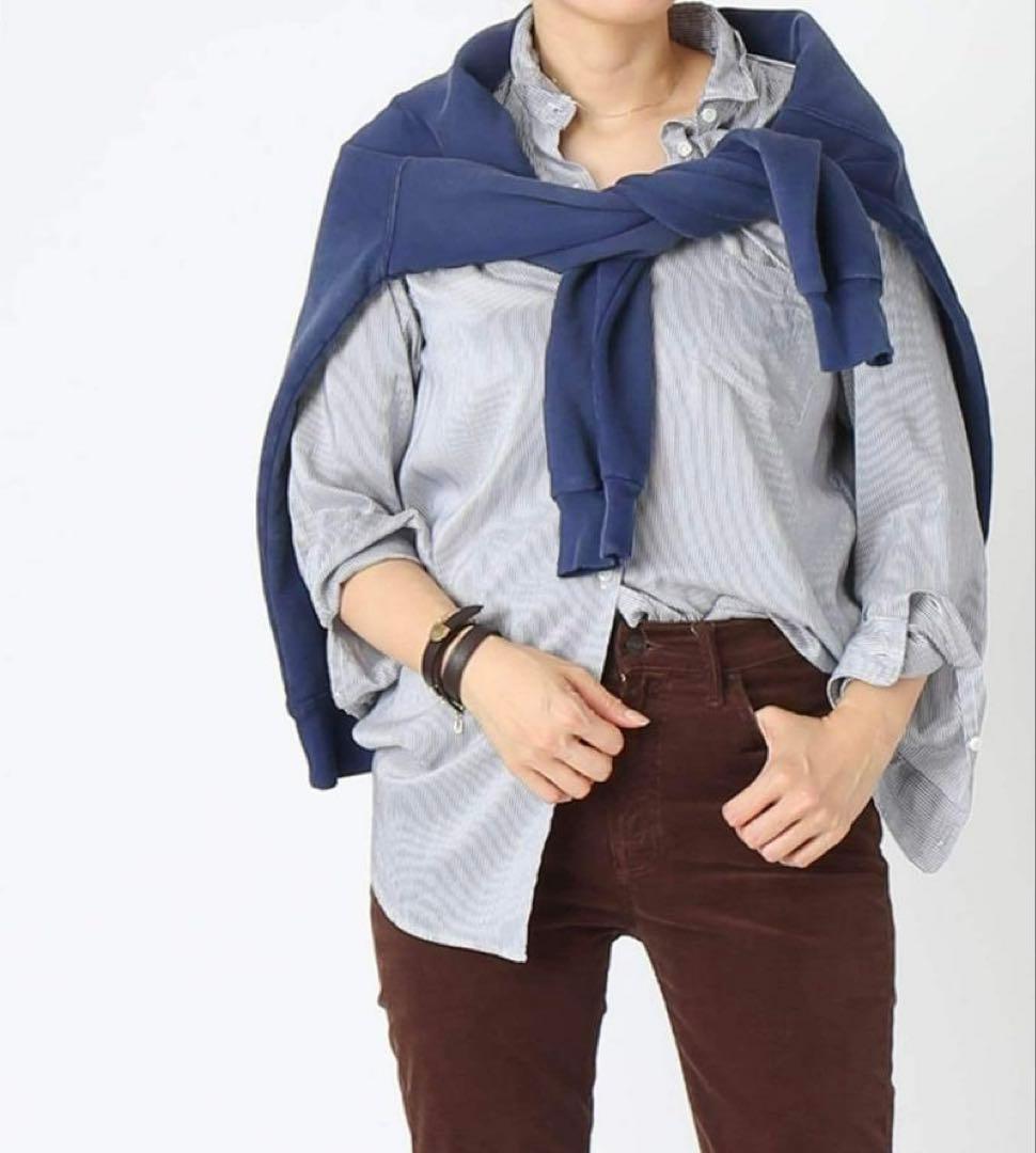 【美品】ドゥーズィエムクラス ワイヤーウォッシュシャツ ストライプ シルク混