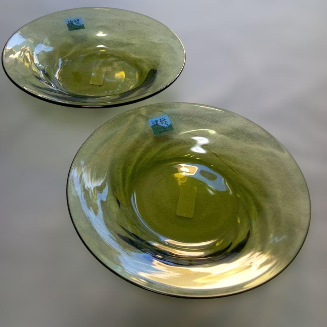 ☆新品☆　津軽びいどろ　希少　プレートと浅鉢・浅ボウル　2つ