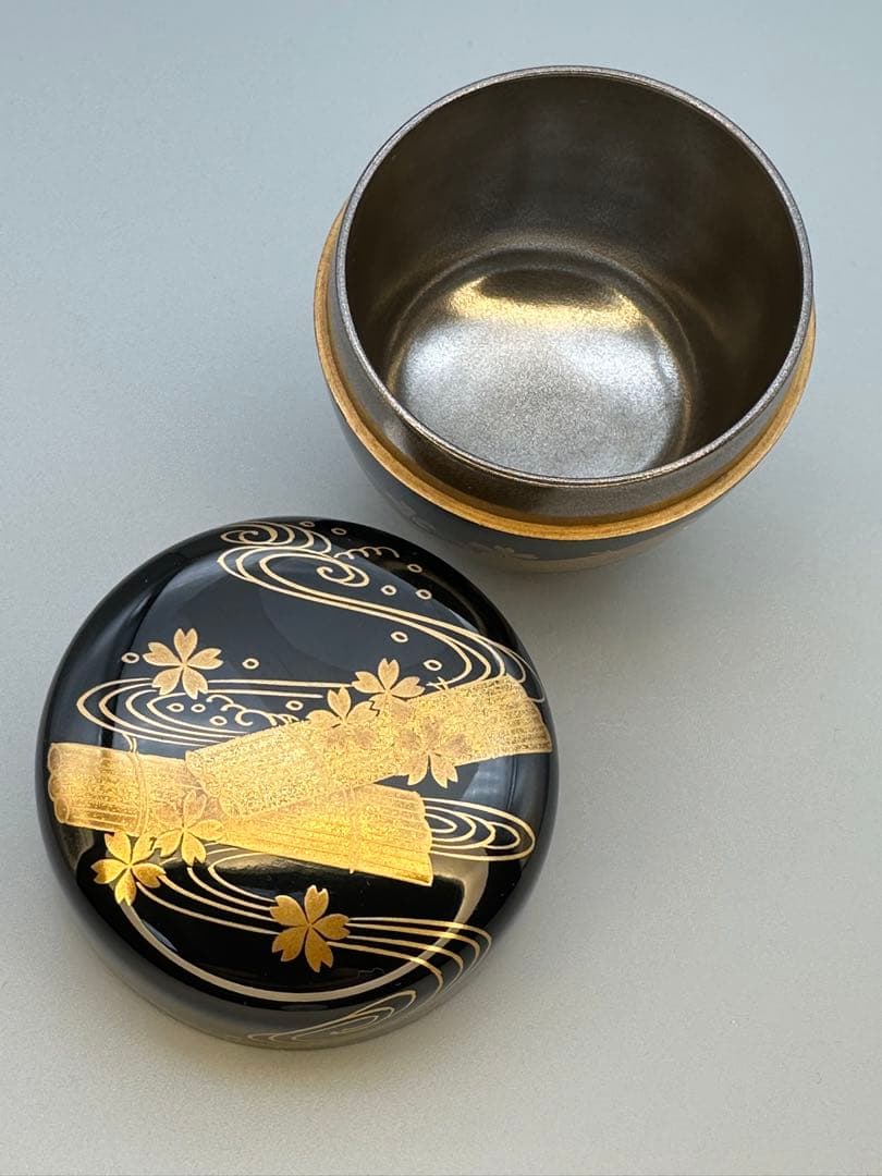 茶道具　棗　稲井玉甫　桜川蒔絵