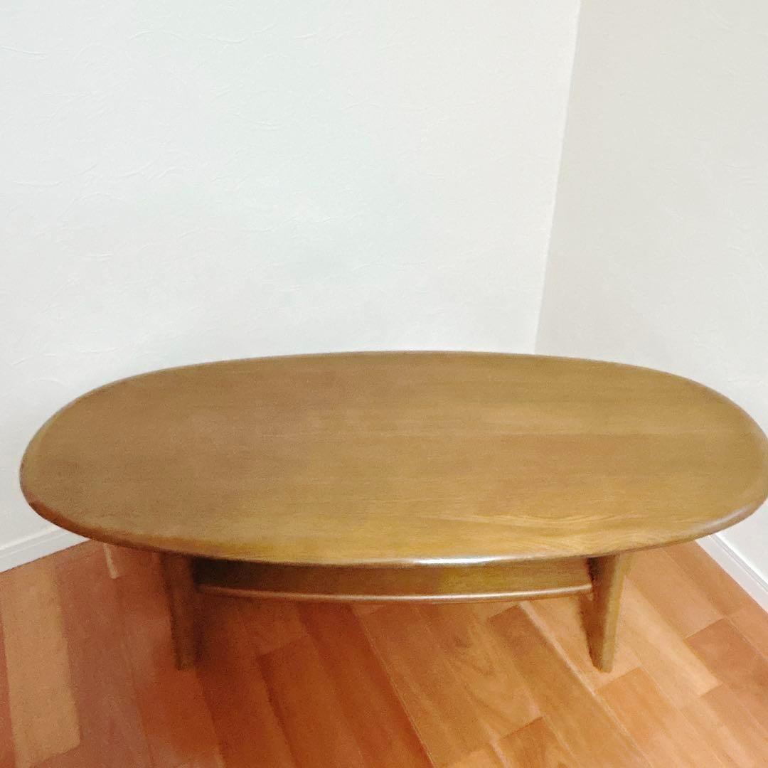 カリモク センターテーブル 楕円形 木製 北欧 ナチュラル カフェ風 高級家具