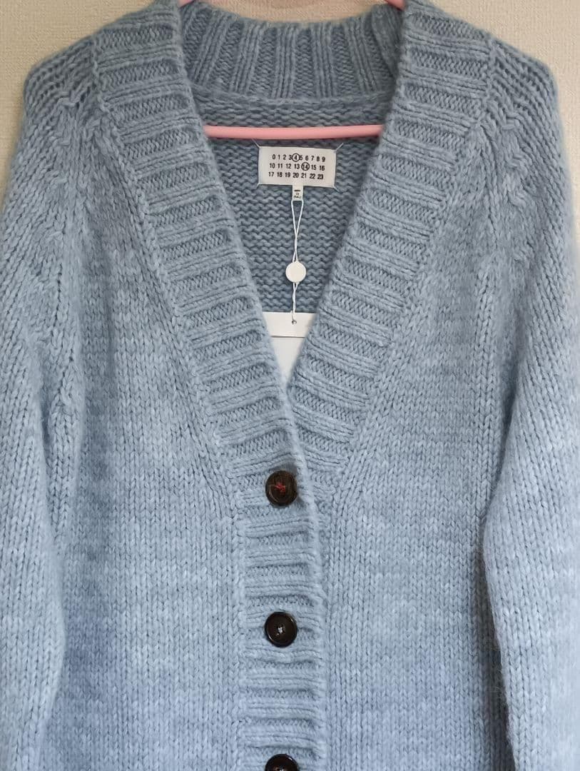 MaisonMargielaタグ付きブルーボタニカルダイカーディガン