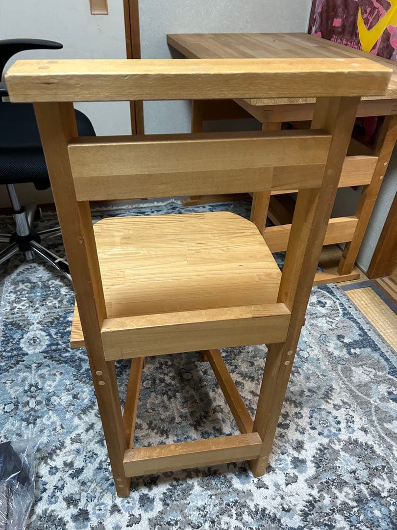 日本製 学習机 2台椅子 2脚ナチュラルウッド