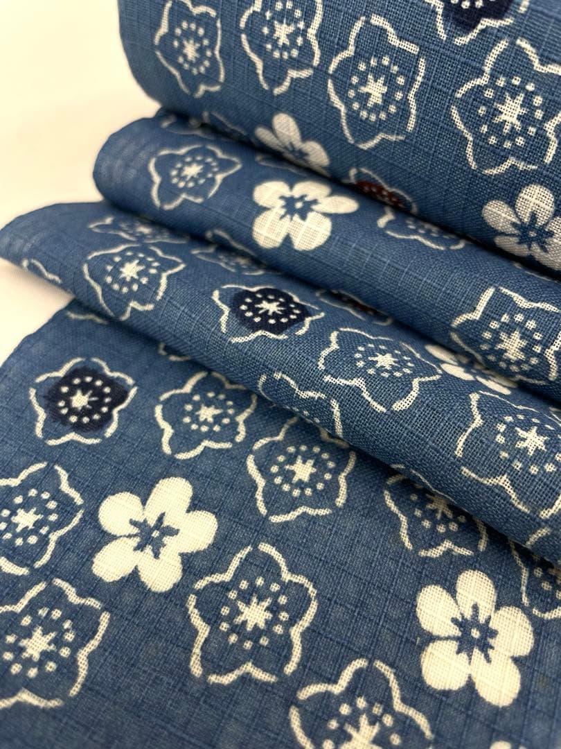 浴衣 紅梅織 三勝染 桜に梅 綿 反物