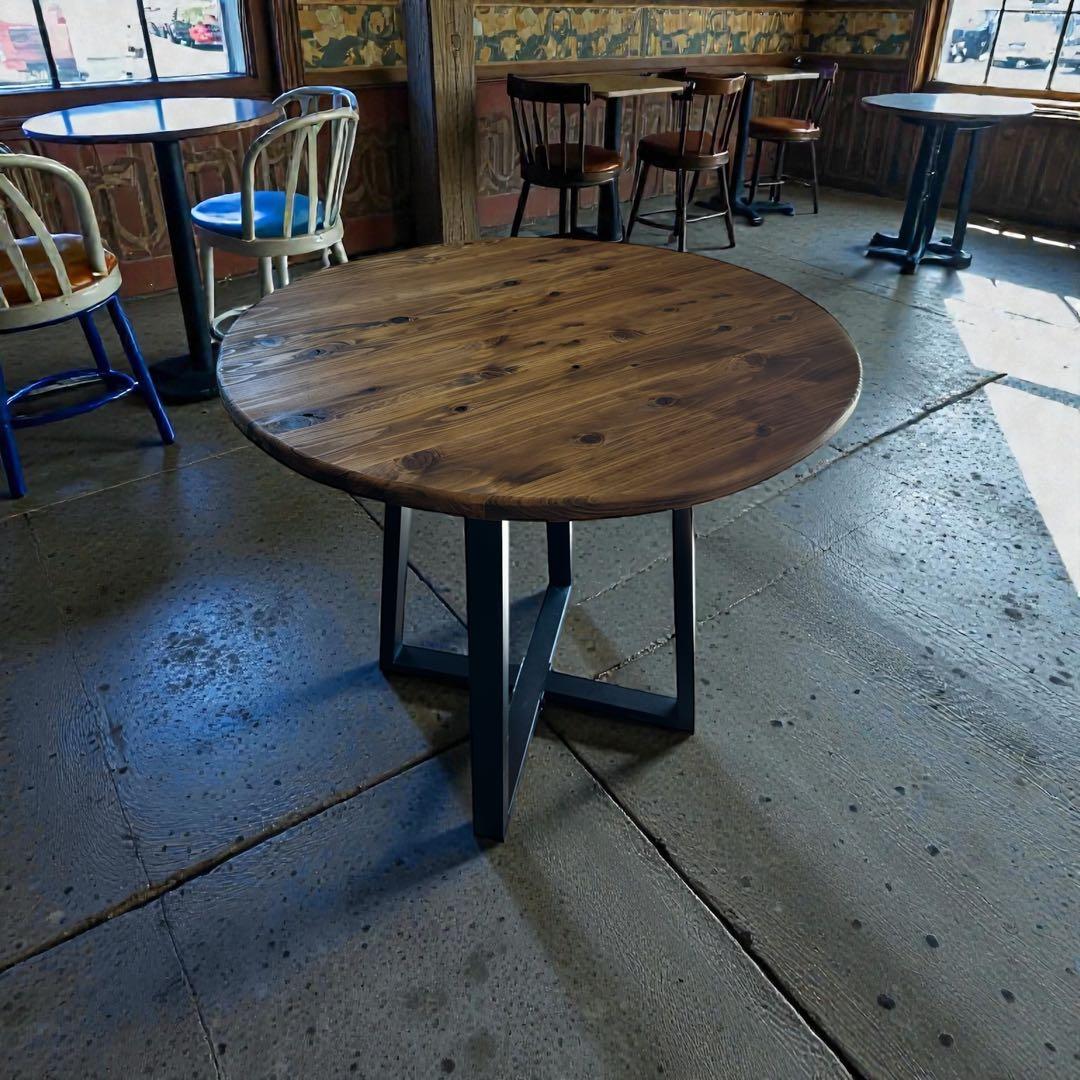 在庫あり　即納　丸テーブル　机　リビング　ナチュラル　アイアン　カフェ