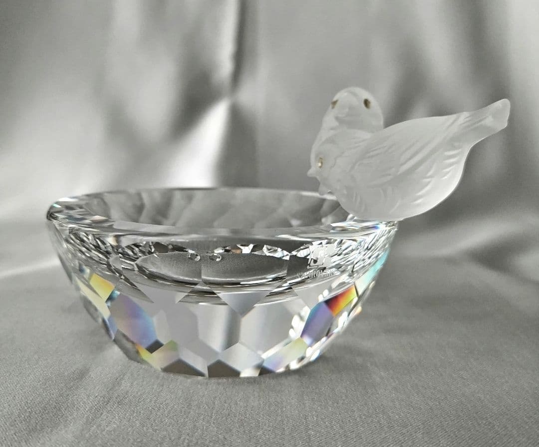 スワロフスキー 小鳥の水盤 小物入れ 置物 クリスタルガラス オブジェ 動物