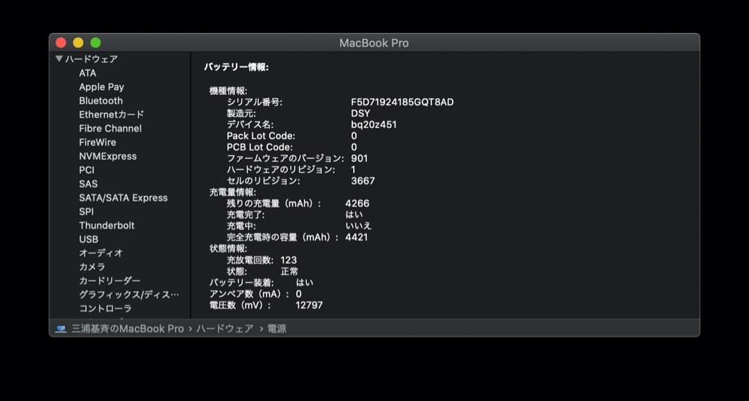 APPLE MacBook Pro (2017/SSD256GB/メモリ8GB)