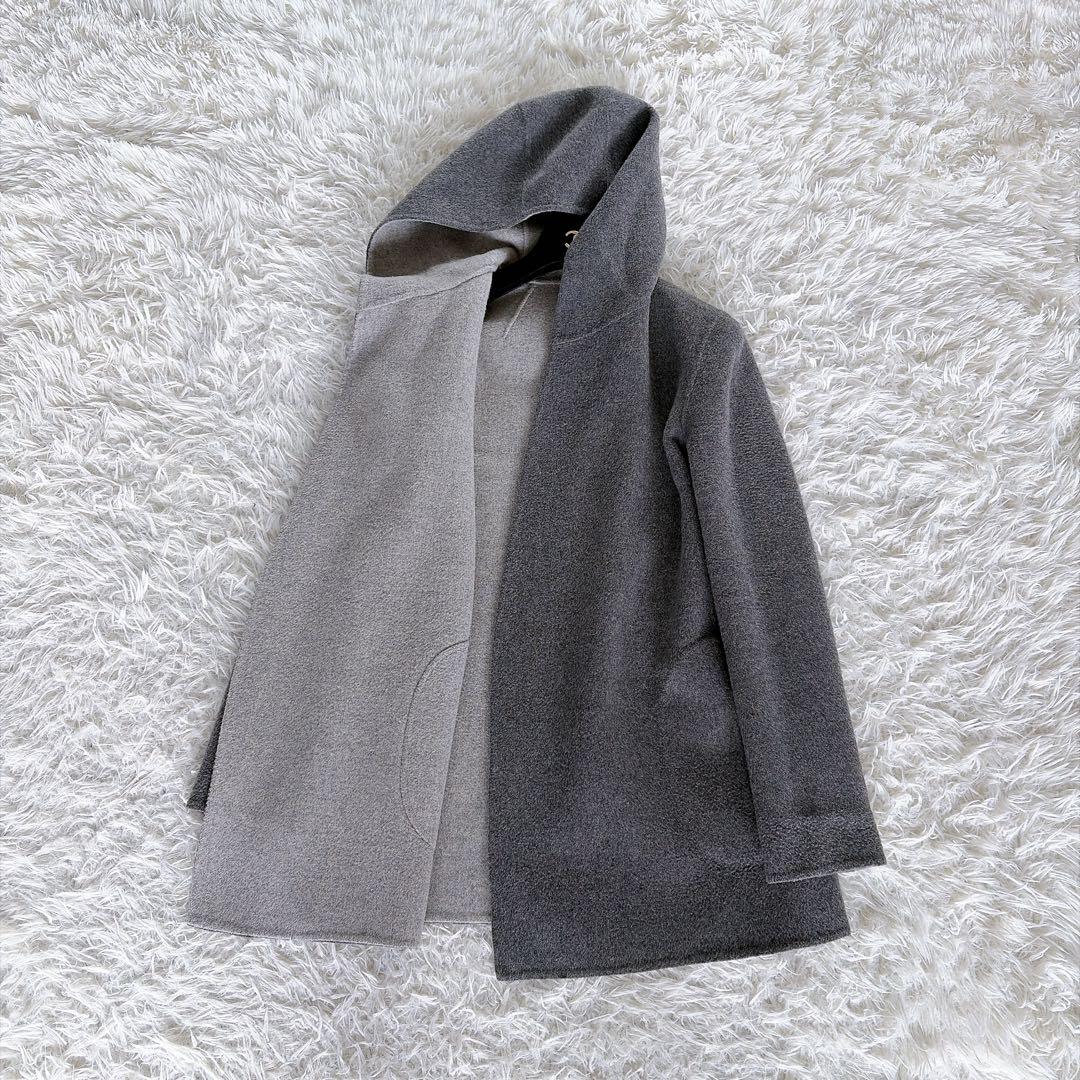 美品✨【セオリー】カシミヤウール リバーシブル ダブルフェイスフードコートグレー