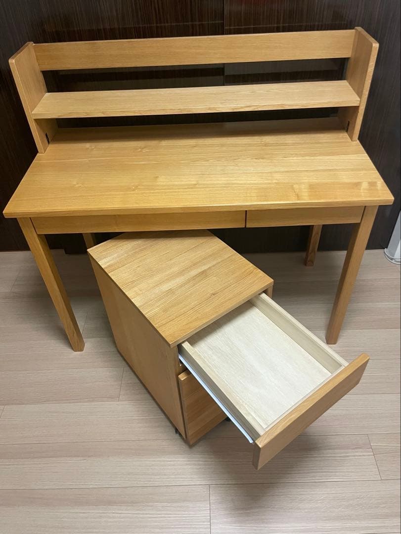 無印良品 木製デスク・キャビネット・上置き・ワーキングチェア 4点セット