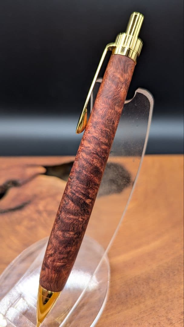 605超極上　本花梨　瘤杢　木軸シャーペン　ボールペン