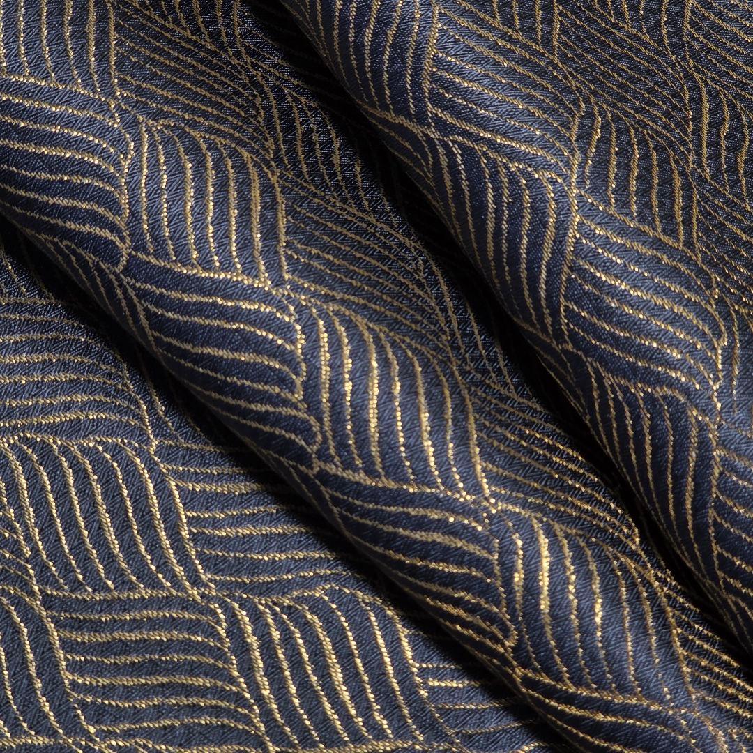 【予約済】着物と帯京月花 m3732■紺系の地に波模様作家物正絹袋帯全通■