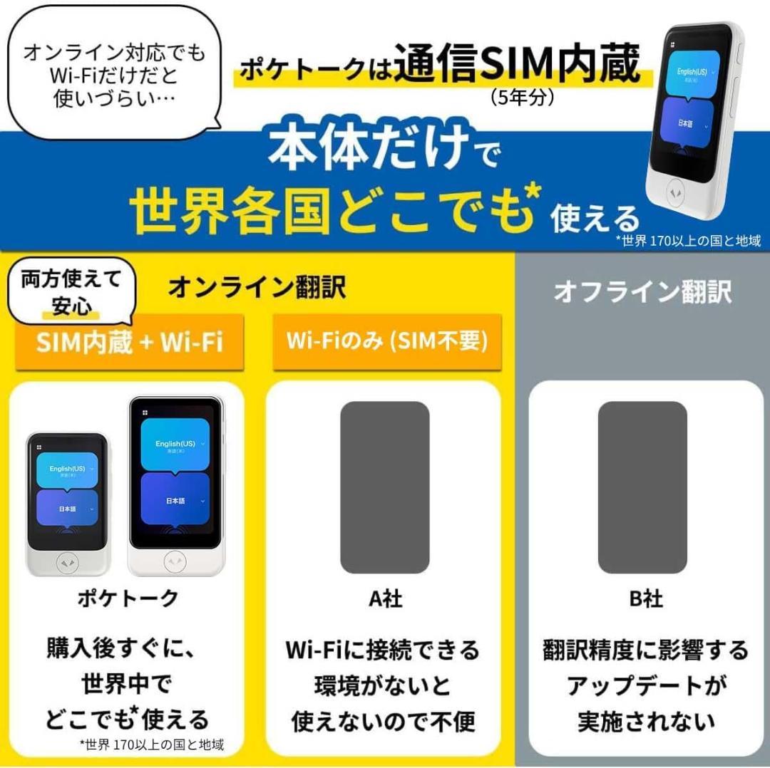 【新品未開封】AI翻訳機 ポケトークS2 グローバル通信5年+本体3年保証付