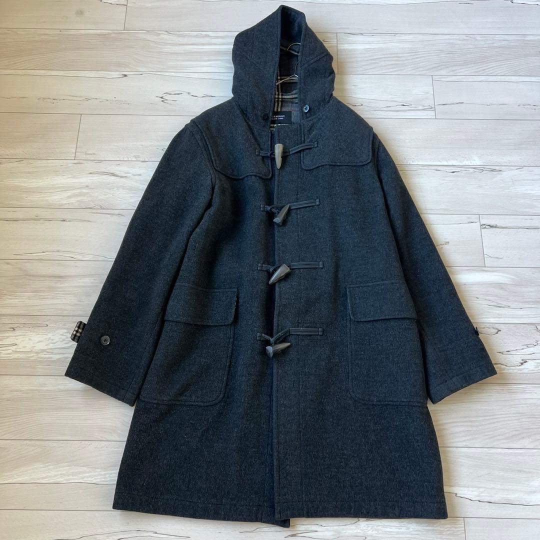 バーバリーブラックレーベル　ダッフルコート　ロング　ダークグレー　ダブルフェイス