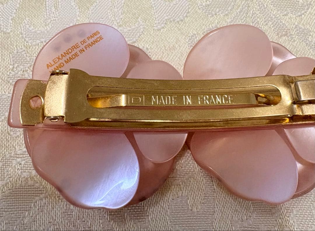 ✨極美品✨アレクサンドルドゥパリ 双子カメリア バレッタ ピンク