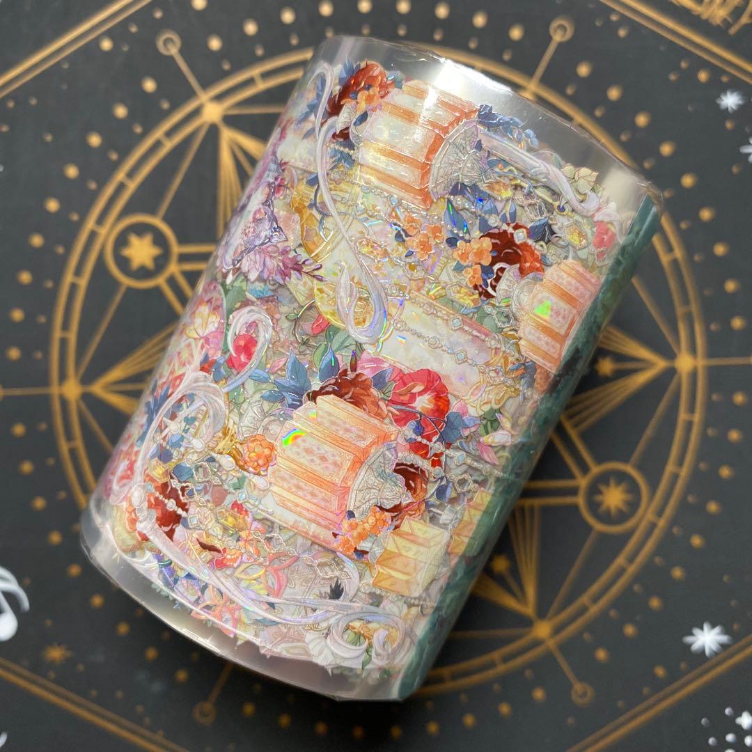 【9471】海外　マステ　3/5/巻　貝殻光マスキングテープ　赤　ランプ　装飾系