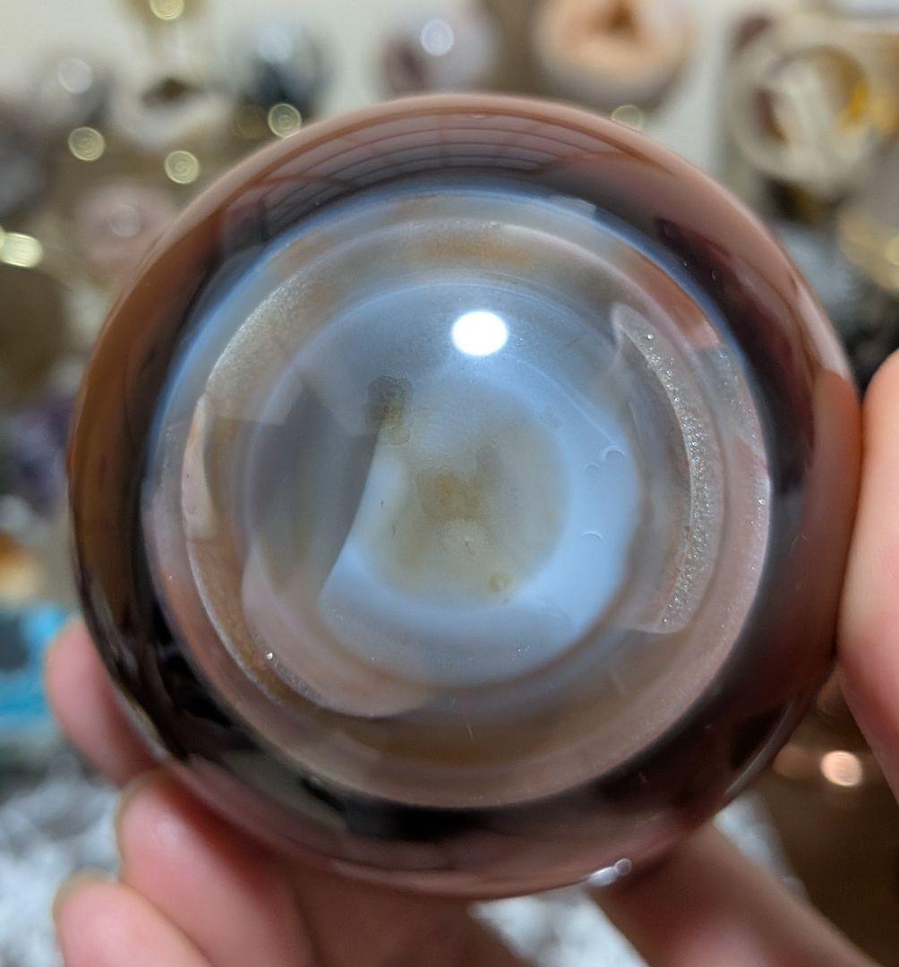 赤瑪瑙☆スフィア☆大玉☆天然石☆台座つき☆水晶共生☆