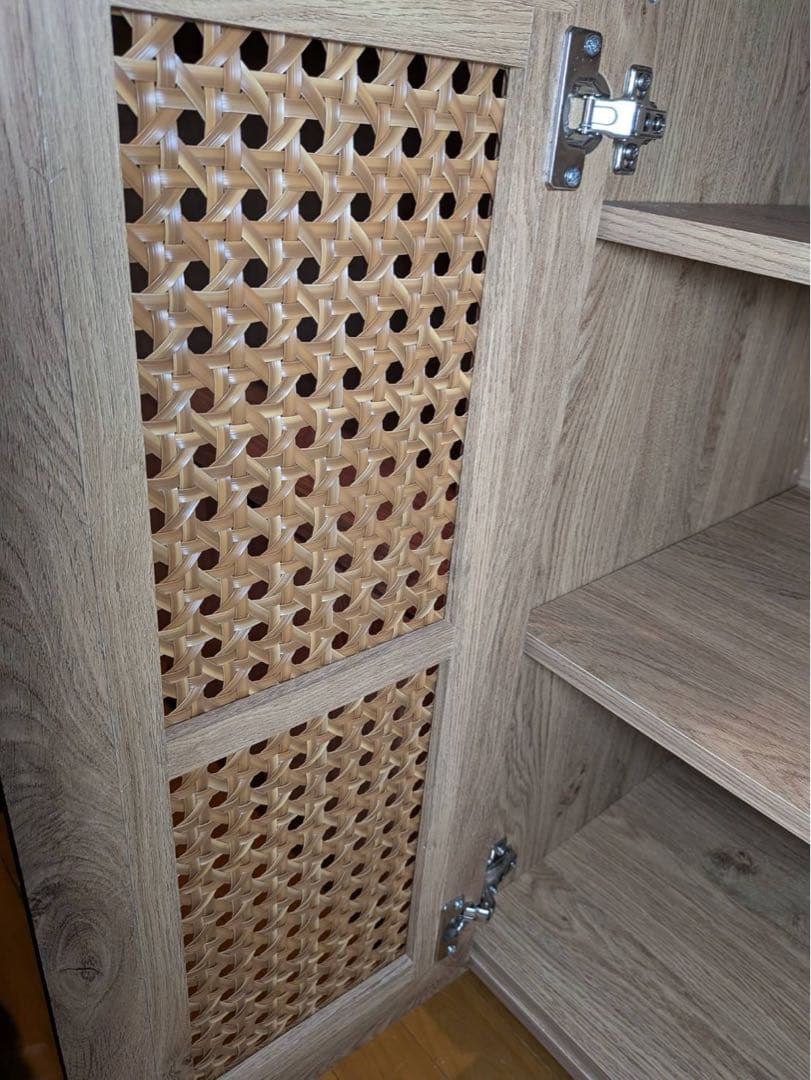 ★よぺ★LOWYA ラタン調キッチンカウンター 棚 収納 台