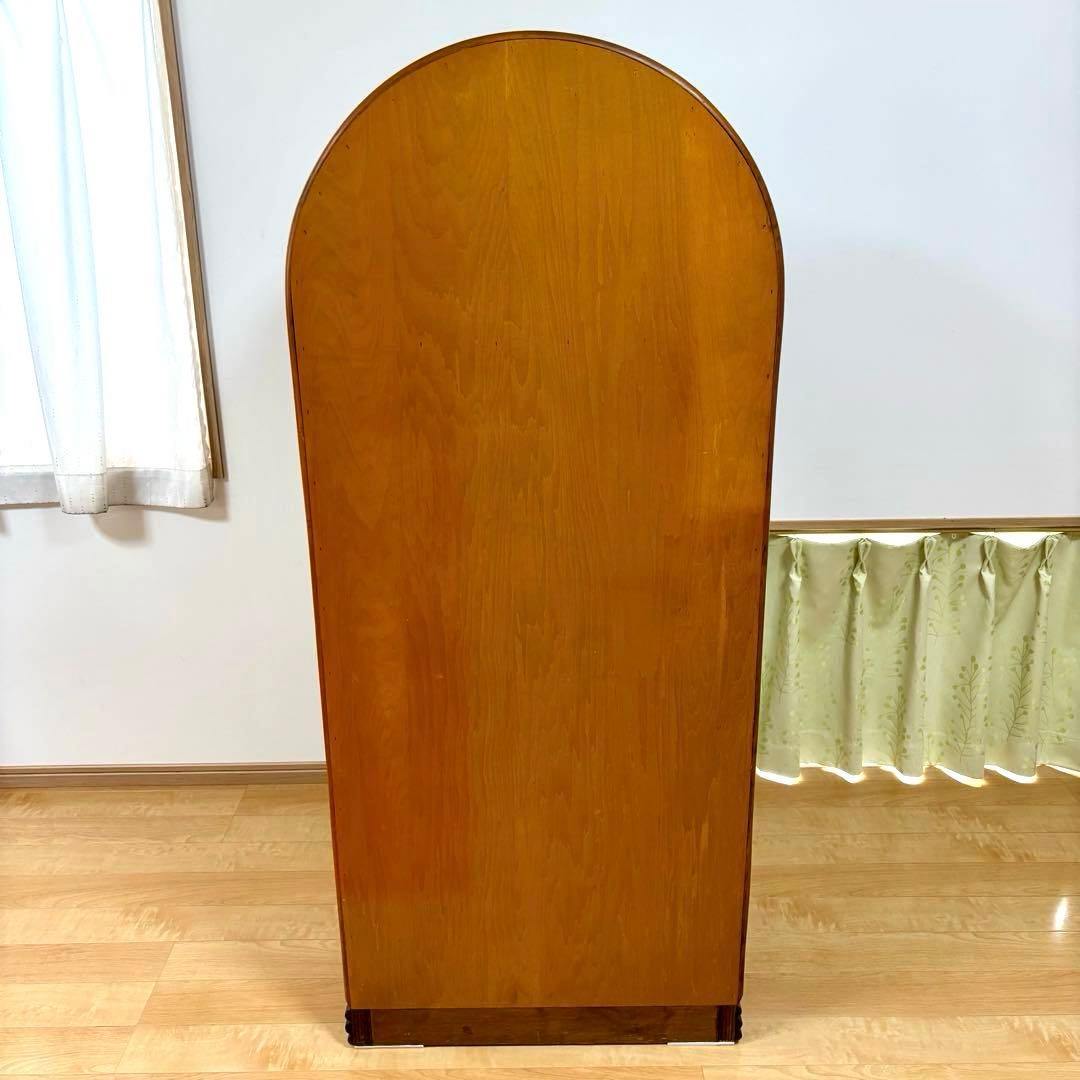 ラタン ガラス扉付きキャビネット アーチ型 飾り棚 キャビネット レトロ