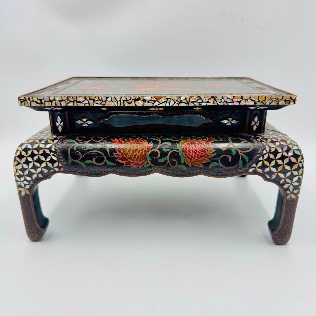 【中国美術　螺鈿青貝香炉台　花台　香台】骨董　アンティーク　インテリア