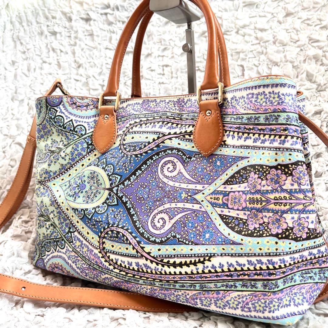 希少 ETRO エトロ ペイズリー 2way ショルダーバッグ トート マルチ