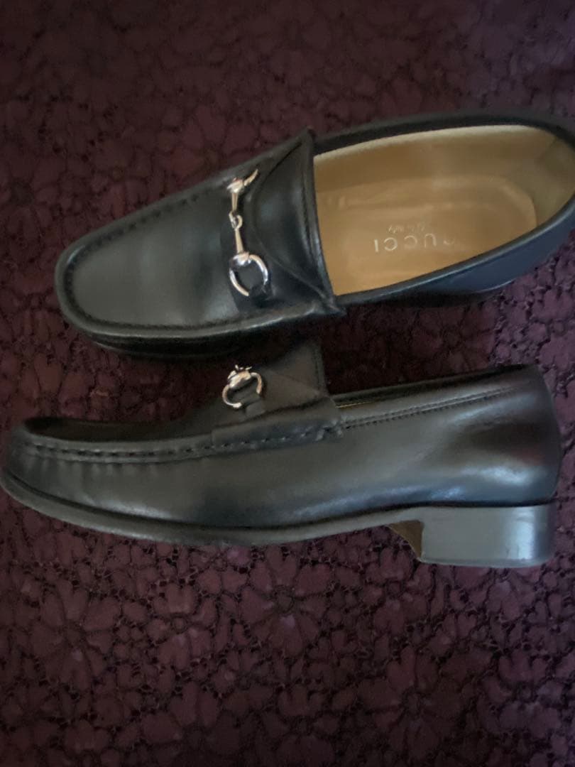 【美品】GUCCI グッチ ホースビットローファー 37本革 ブラックシルバー