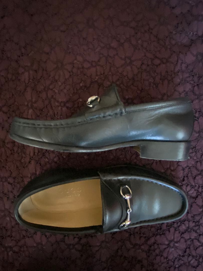 【美品】GUCCI グッチ ホースビットローファー 37本革 ブラックシルバー