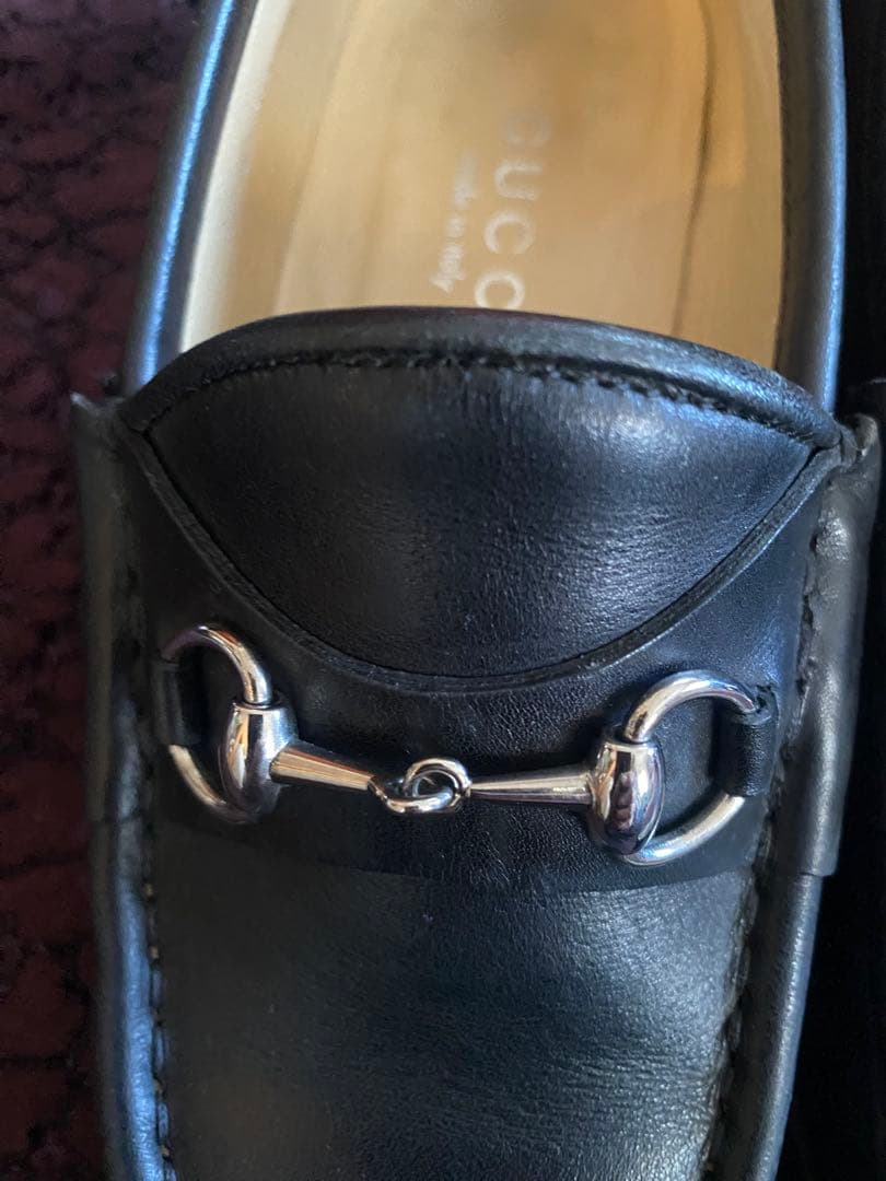 【美品】GUCCI グッチ ホースビットローファー 37本革 ブラックシルバー