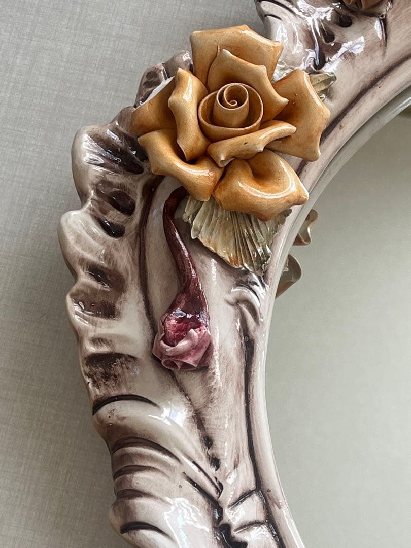 イタリア製 アンティーク ロココ調 壁掛け鏡　コンソール　カポディモンテ ２点