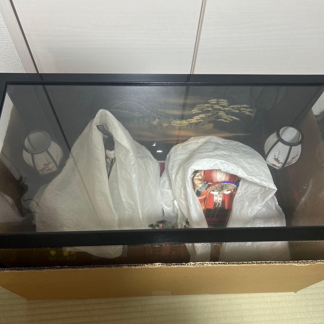 雛人形セット 平安春峰作　和風ランプガラスケース付き