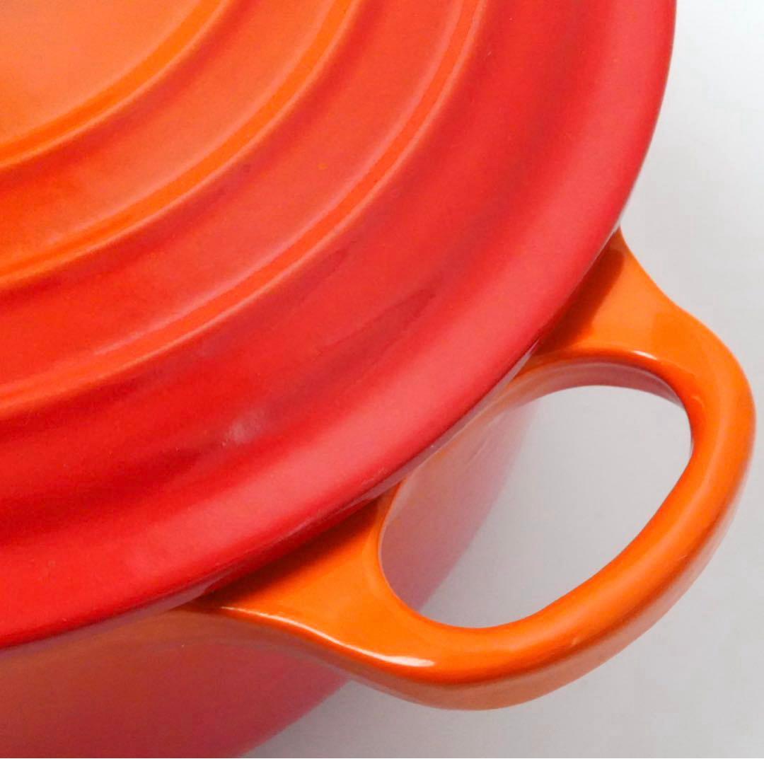 【美品】LE CREUSET　ココット ロンド オレンジ　20cm
