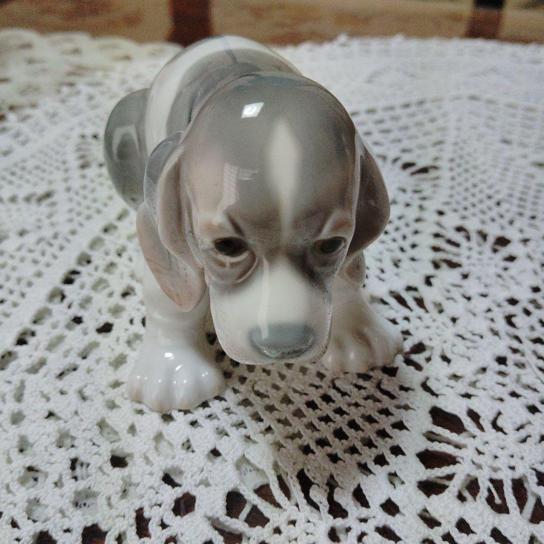 リヤドロ　陶器製犬像 茶色とグレーの犬